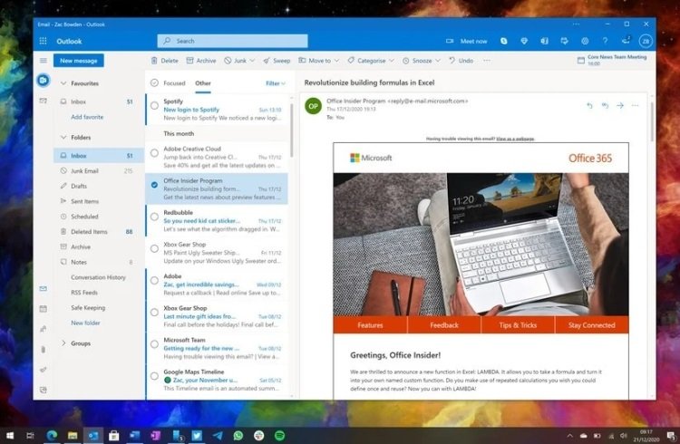 Microsoft разрабатывает новое приложение Outlook для Windows и Mac